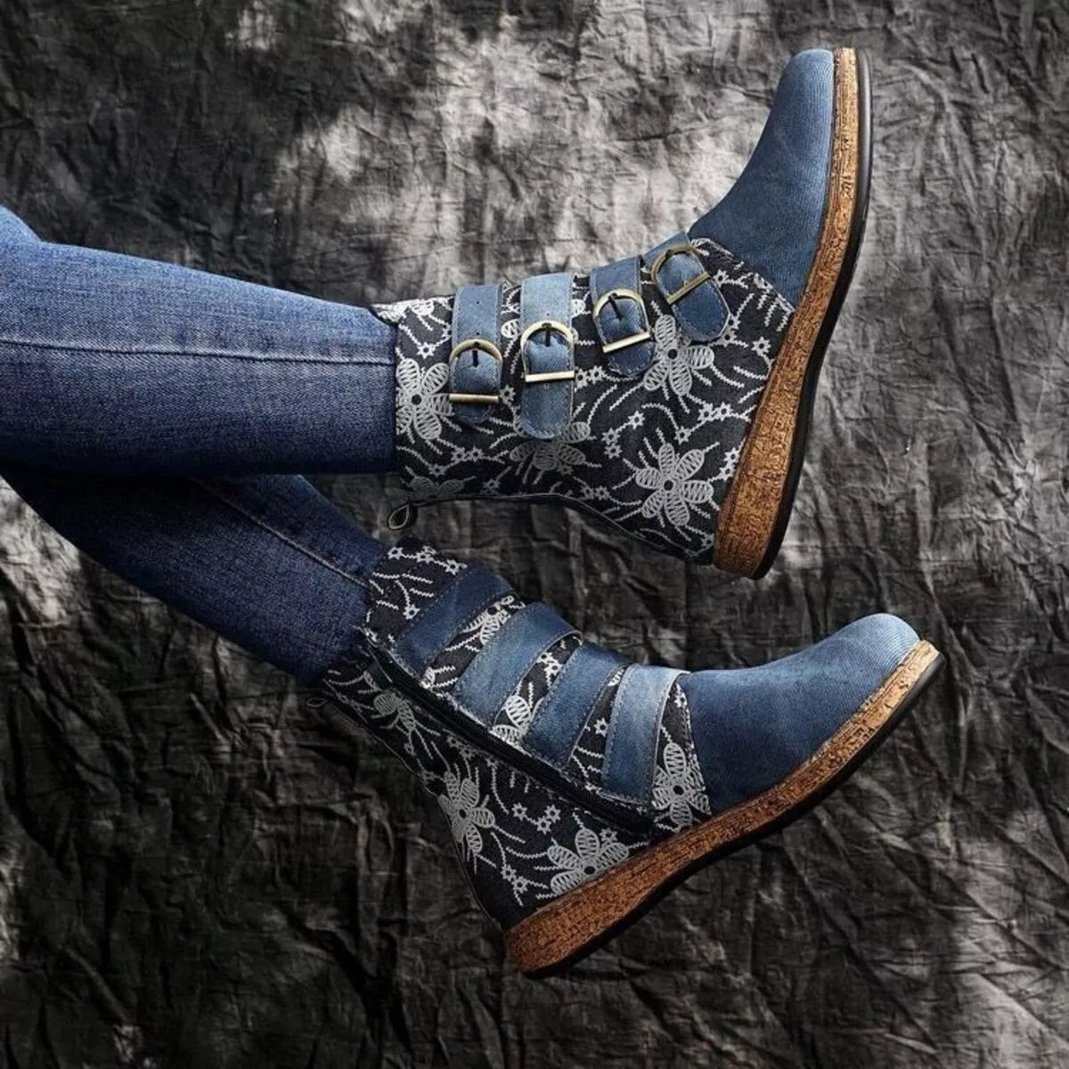 Embroidered Round Toe Boots - Image 5