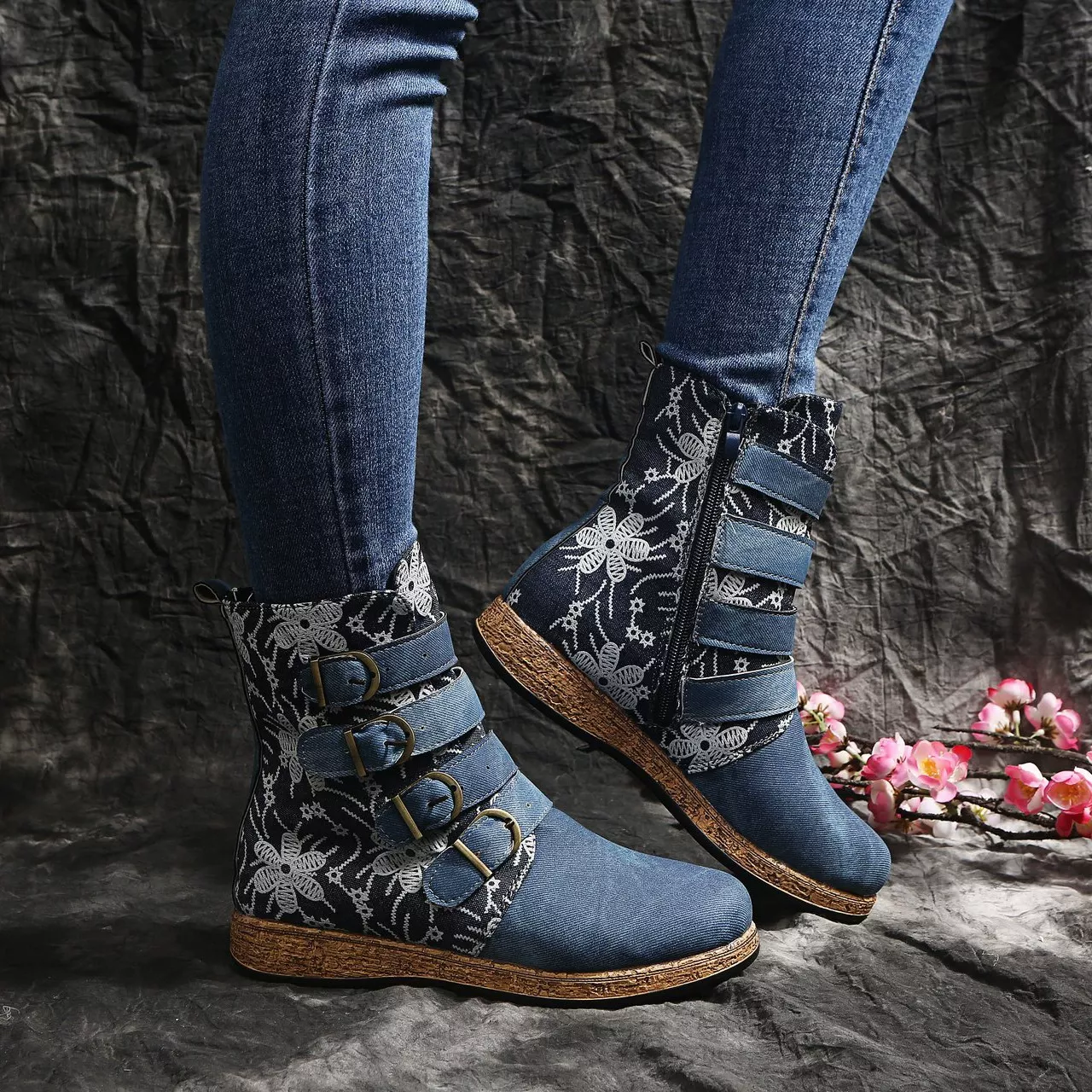 Embroidered Round Toe Boots - Image 6
