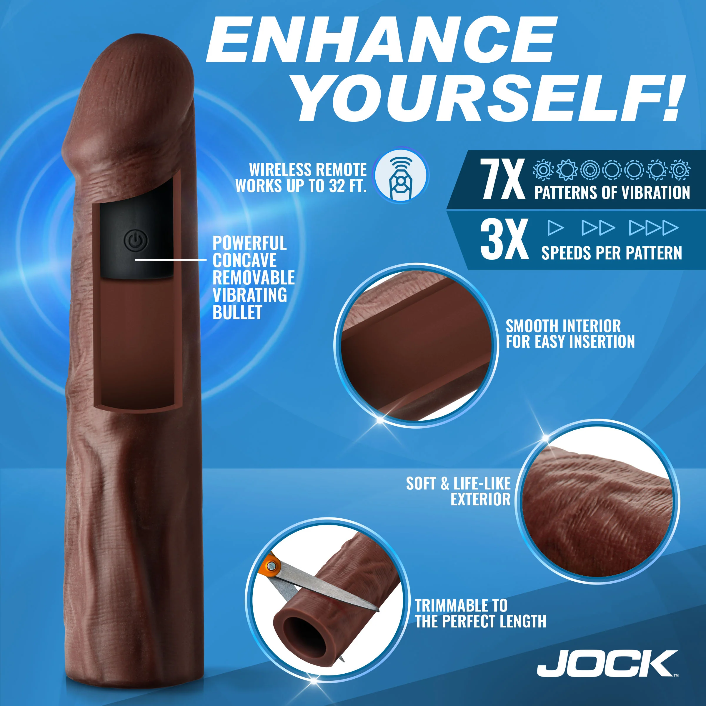 Enhancers Vibrating Penis Extension W/ Remote - Dark - Image 4