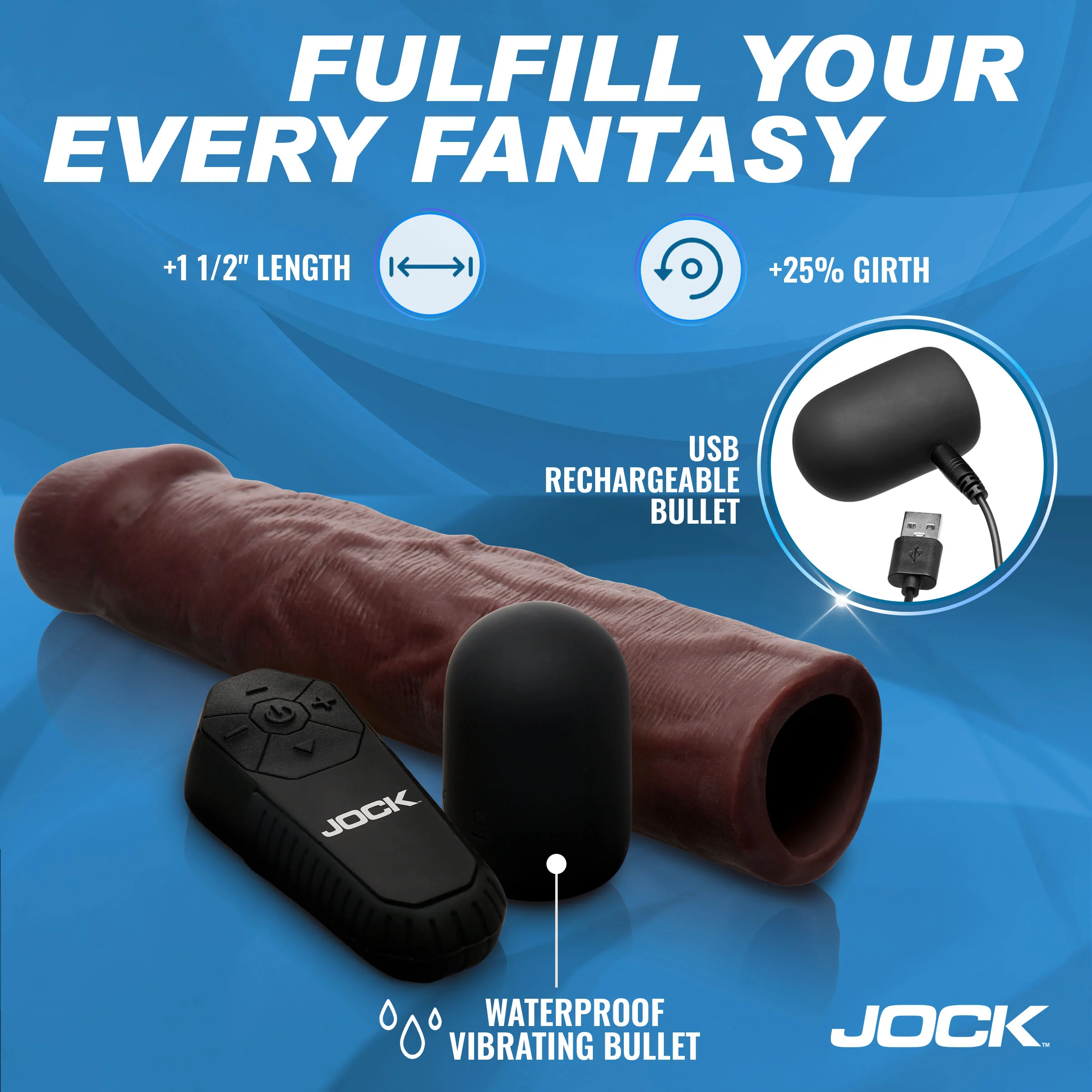 Enhancers Vibrating Penis Extension W/ Remote - Dark - Image 5