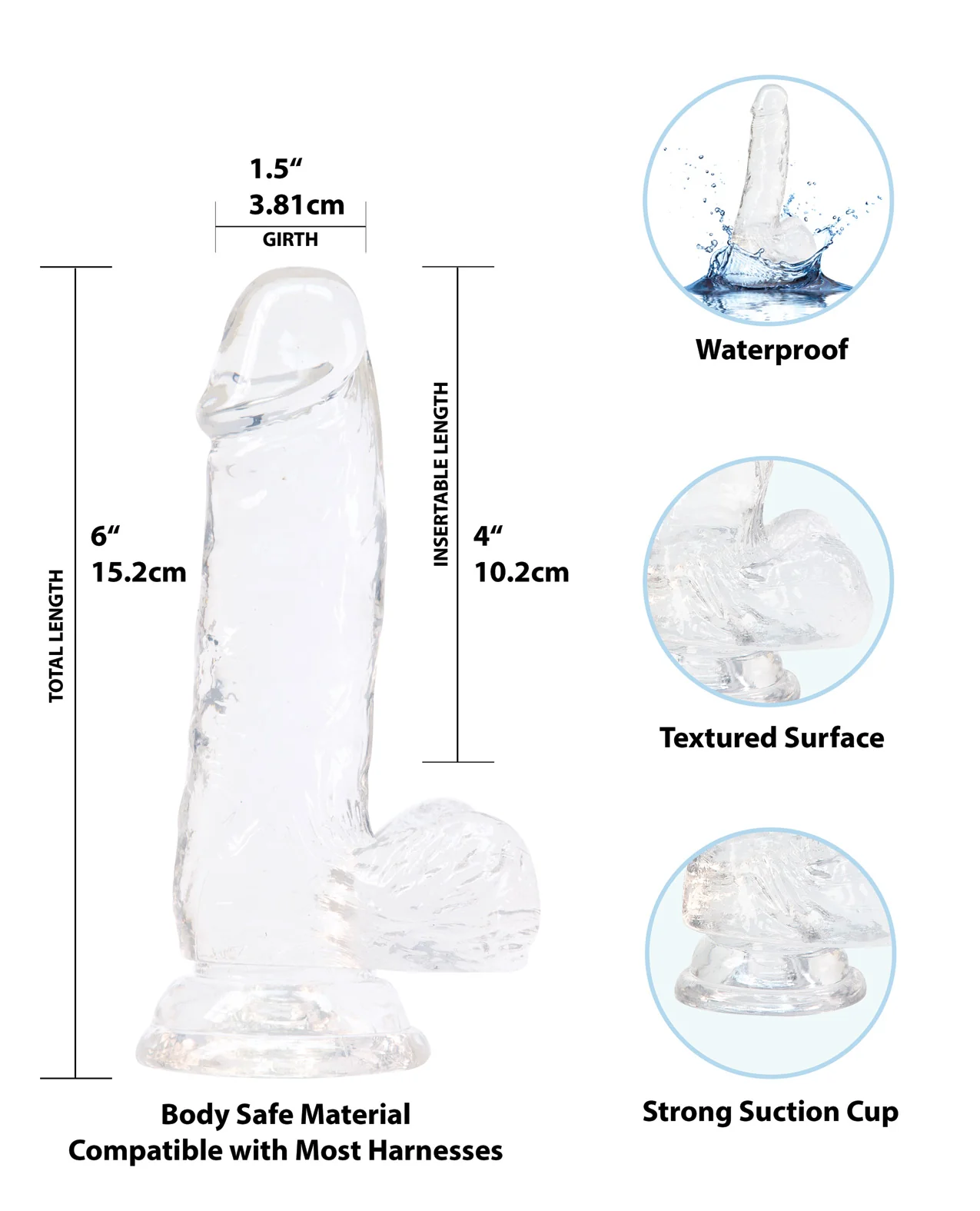 Crystal Addiction 6" Dong - Clear - Image 4