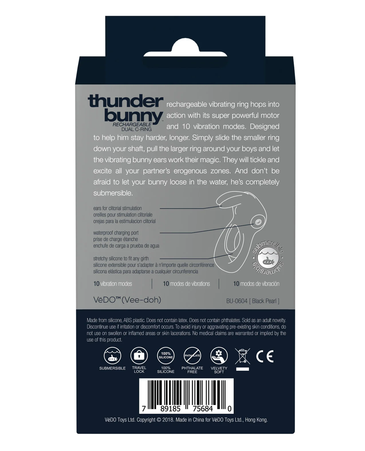 VeDO Thunder Bunny Rechargeable Dual Ring - Black Pearl - Image 2