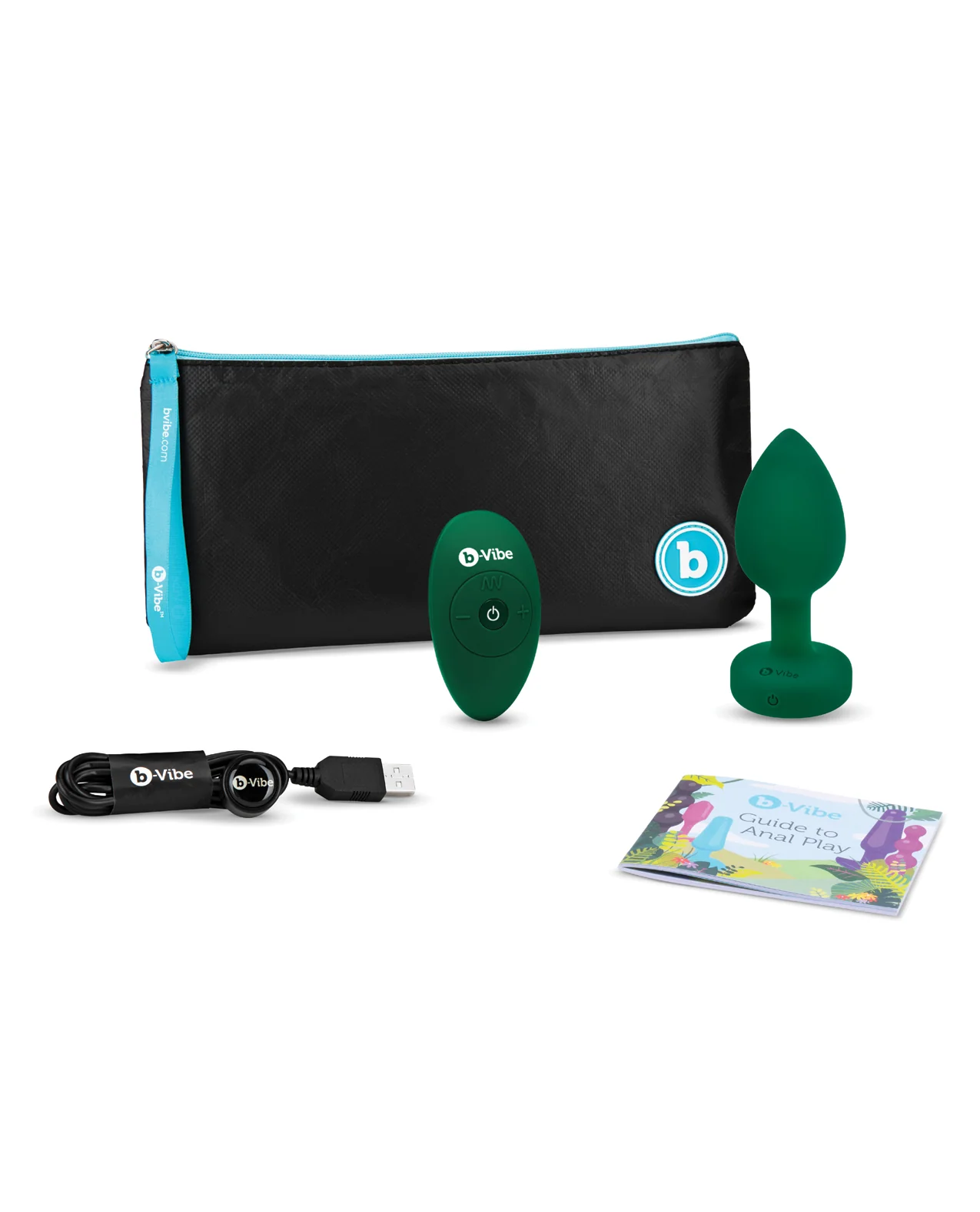 b-Vibe Remote Control Vibrating Jewel Plug (M/L) - Emerald Green - Image 5
