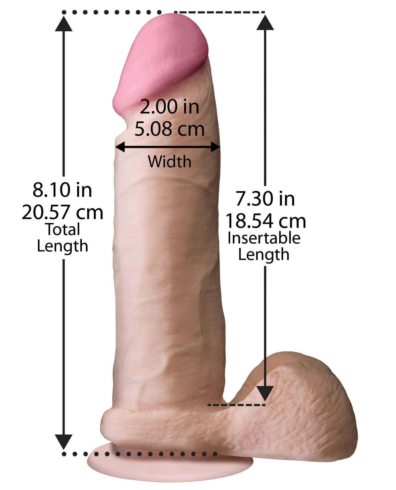 Realistic 8" ULTRASKYN Cock w/Balls - White - Image 3