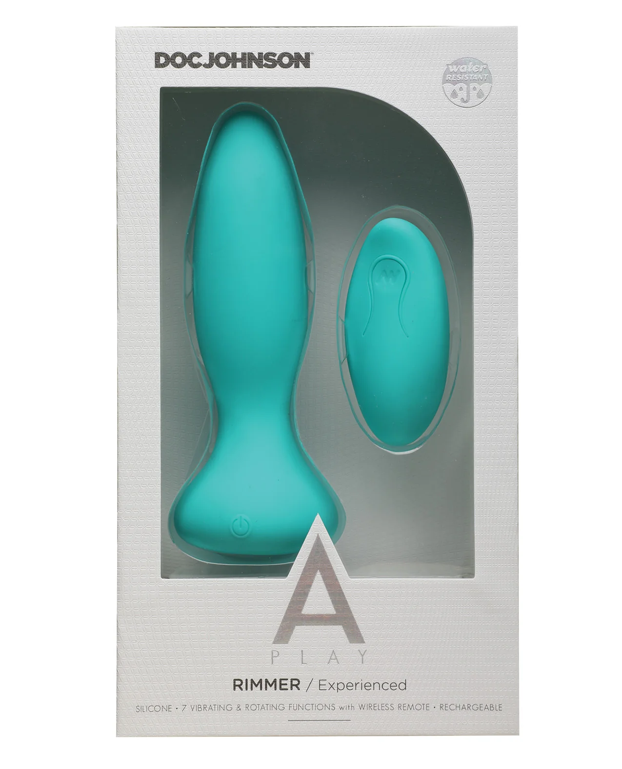 A Play Rimmer Experienced Rechargeable Silicone Anal Plug w/Remote - Teal - Image 2