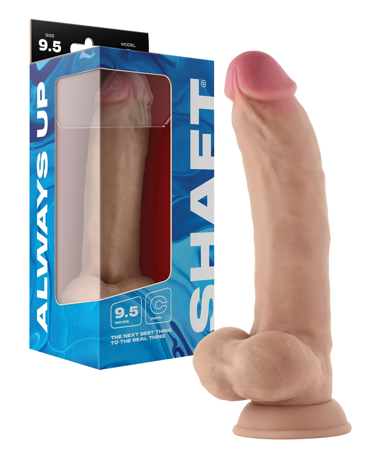 Shaft Model C Flexskin Liquid Silicone 9.5" Curved Dong w/Balls - Pine