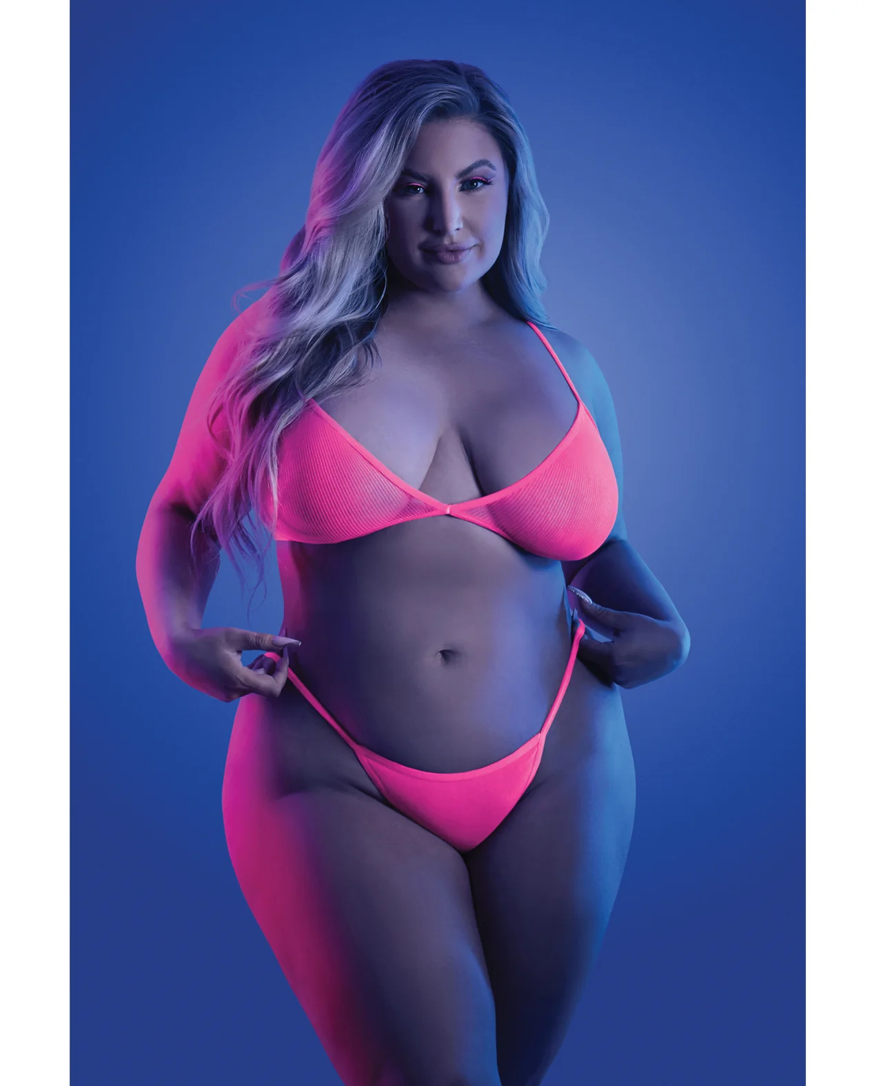 Glow Come Alive Suspender Stockings, Bralette & G-String Multi Color QN - Image 3