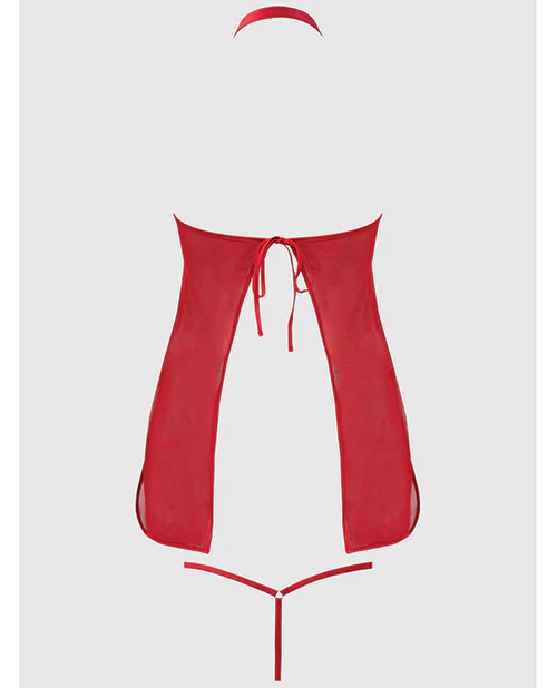 Dragon Mesh & Applique Chemise w/G-String 2 pc Set - Red MD - Image 4