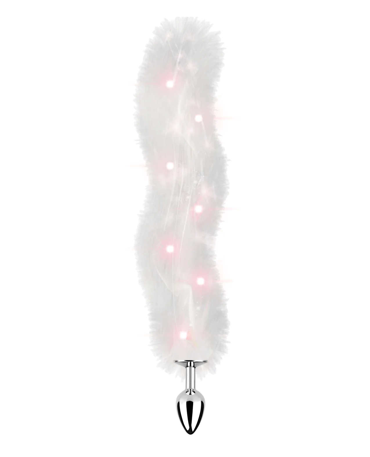 Foxy Tail Light Up Faux Fur Butt Plug - White - Image 2