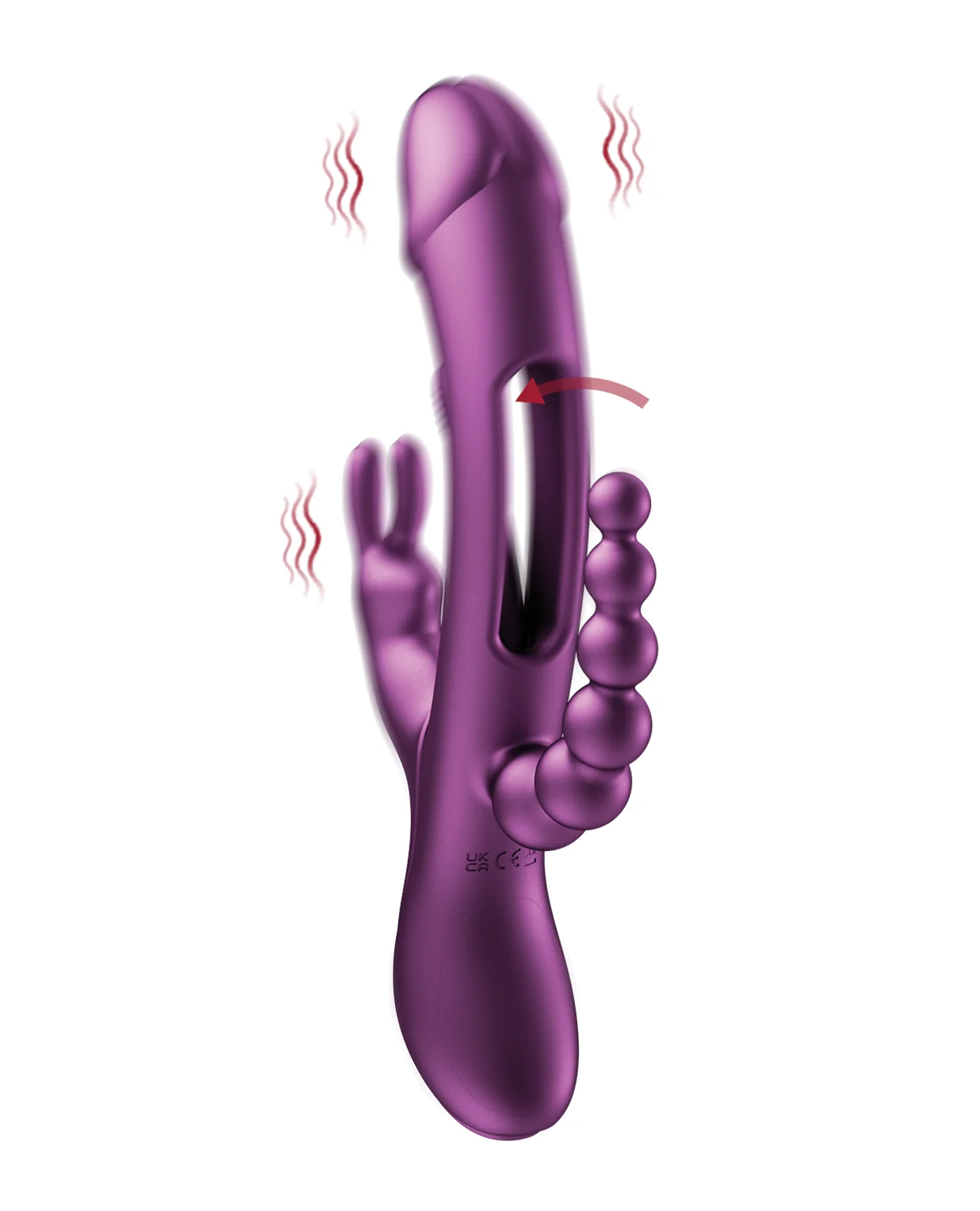 Trilux Kinky Finger Rabbit Vibrator w/Anal Beads - Purple - Image 3