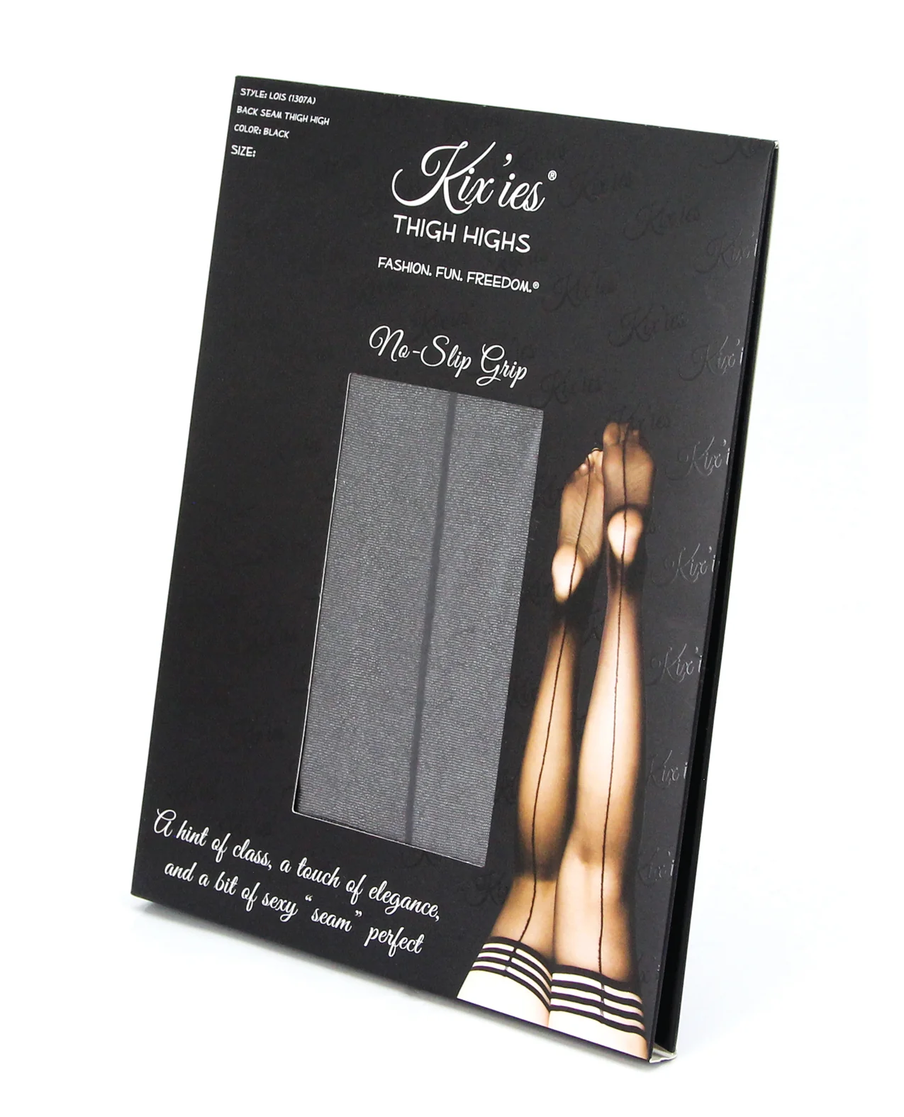 Kix'ies Lois Thigh High w/Black Seam Black C - Image 2