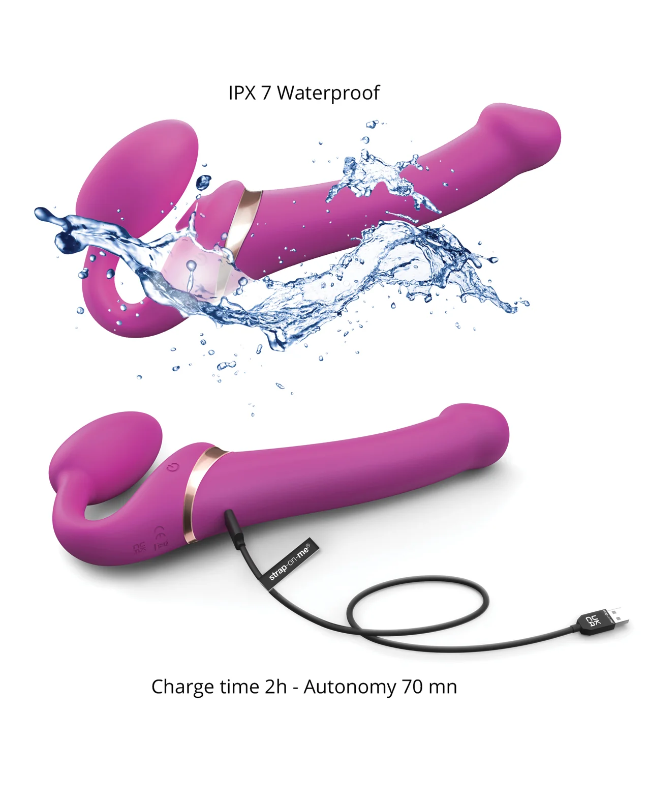 Strap On Me Multi Orgasm Bendable Strapless Strap On Large - Fuchsia - Image 5