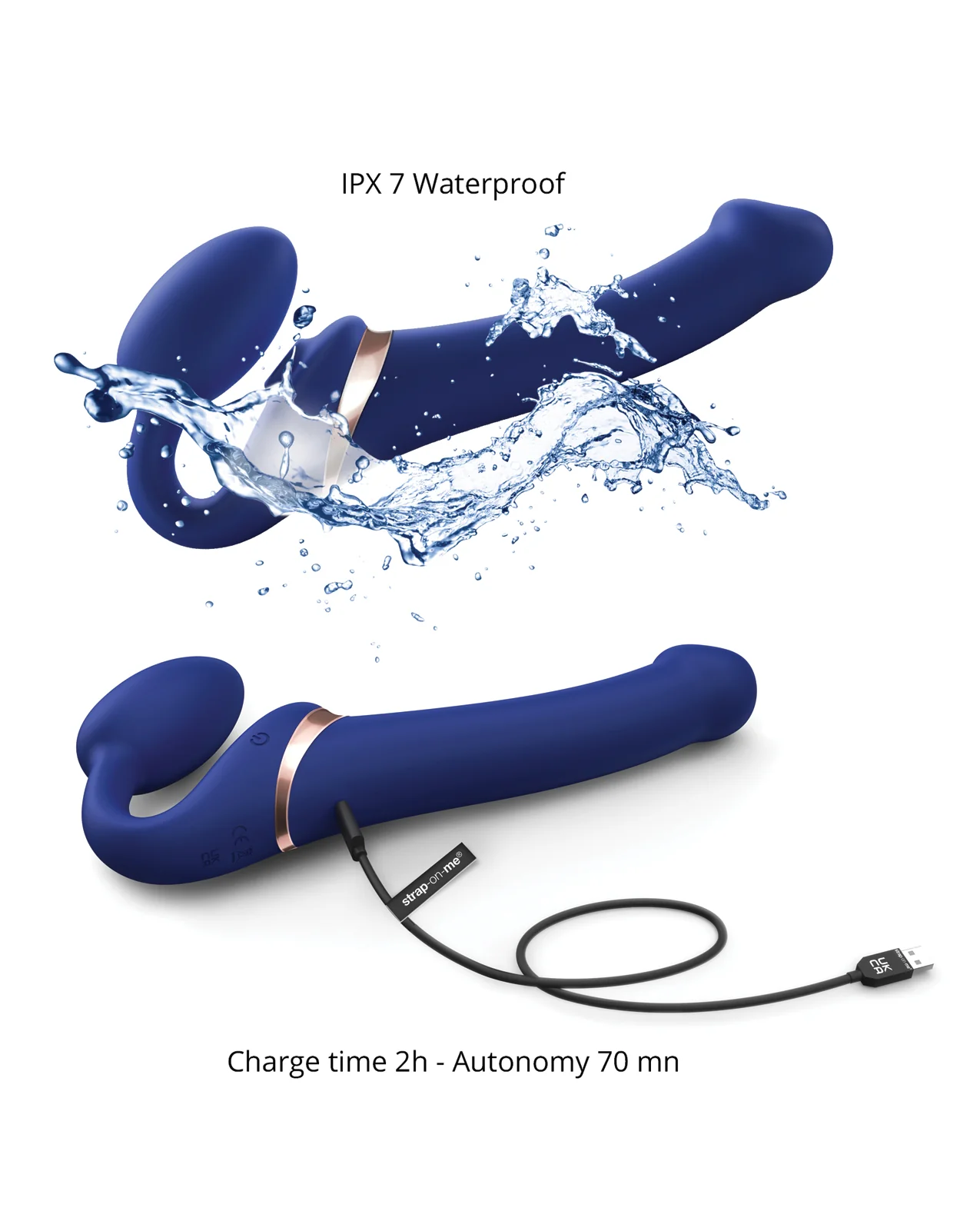 Strap On Me Multi Orgasm Bendable Strapless Strap On Small - Night Blue - Image 5
