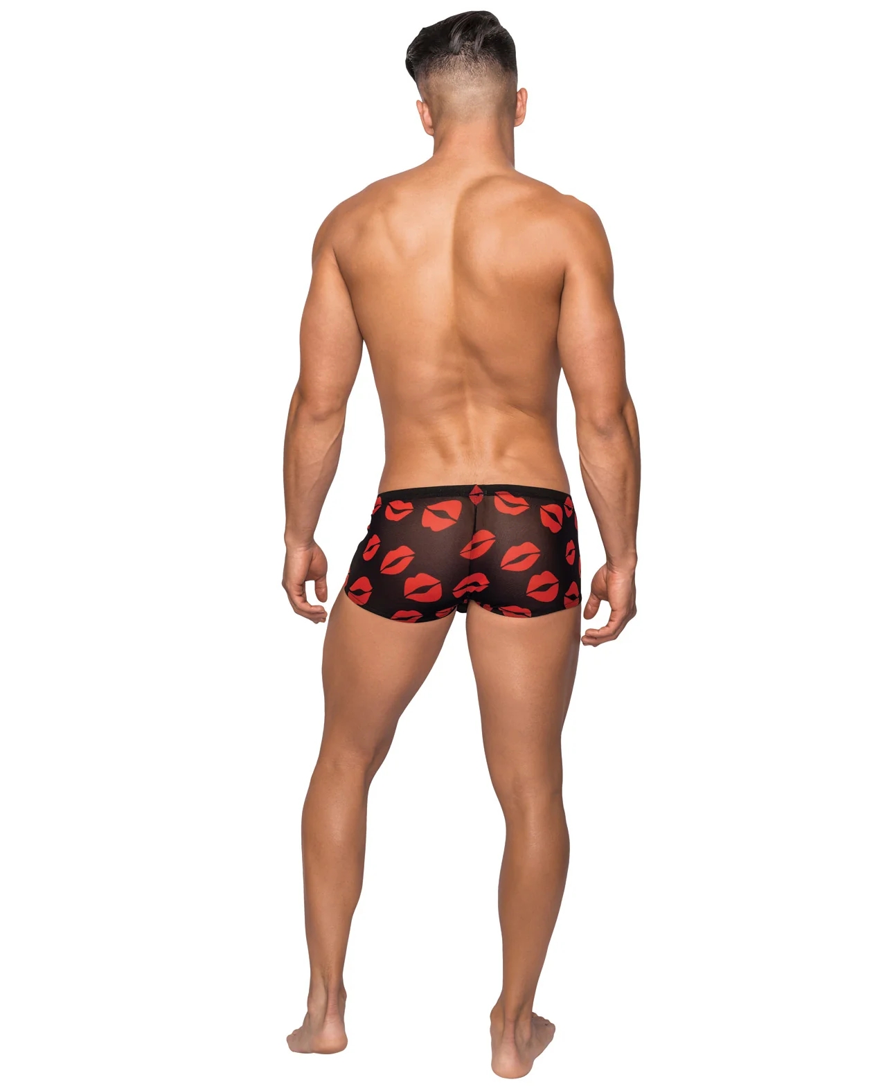 Kiss Me Stretch Mesh Mini Short Blk/Rd SM - Image 2