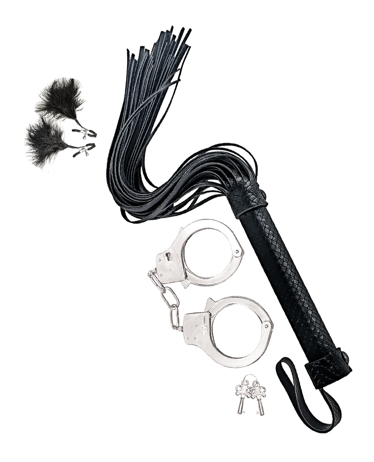 Bondage by Nasstoys Whip & Cuff Set - Black - Image 2