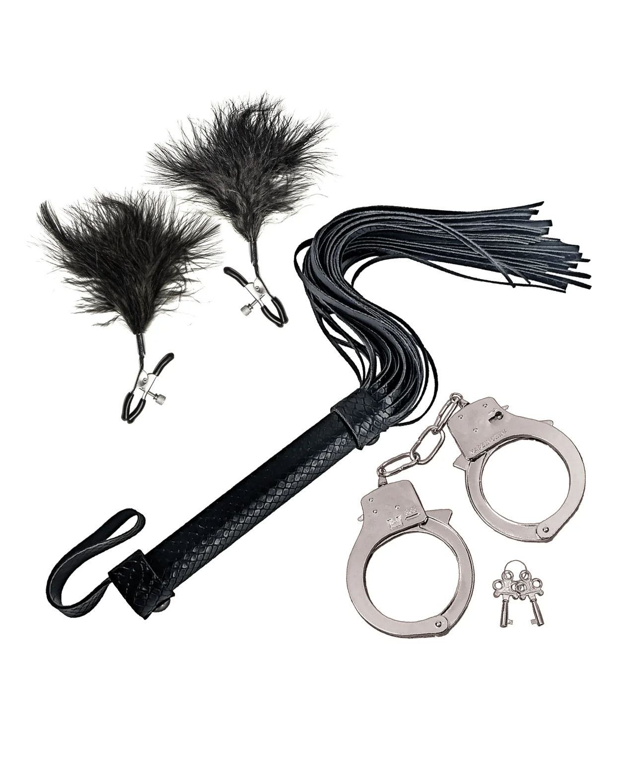 Bondage by Nasstoys Whip & Cuff Set - Black - Image 4