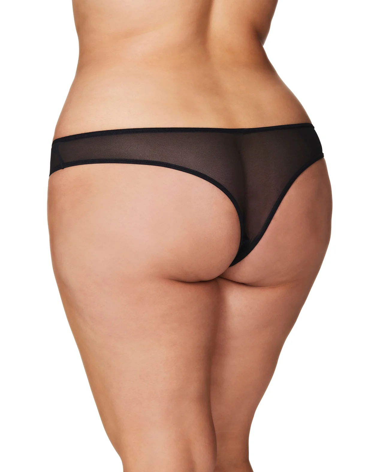 Crotchless Thong w/Pearls Black 1X/2X - Image 2