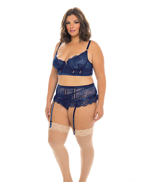 Adrienne Underwire Bra, High Waist Garterbelt & G-string Estate Blue - Image 2