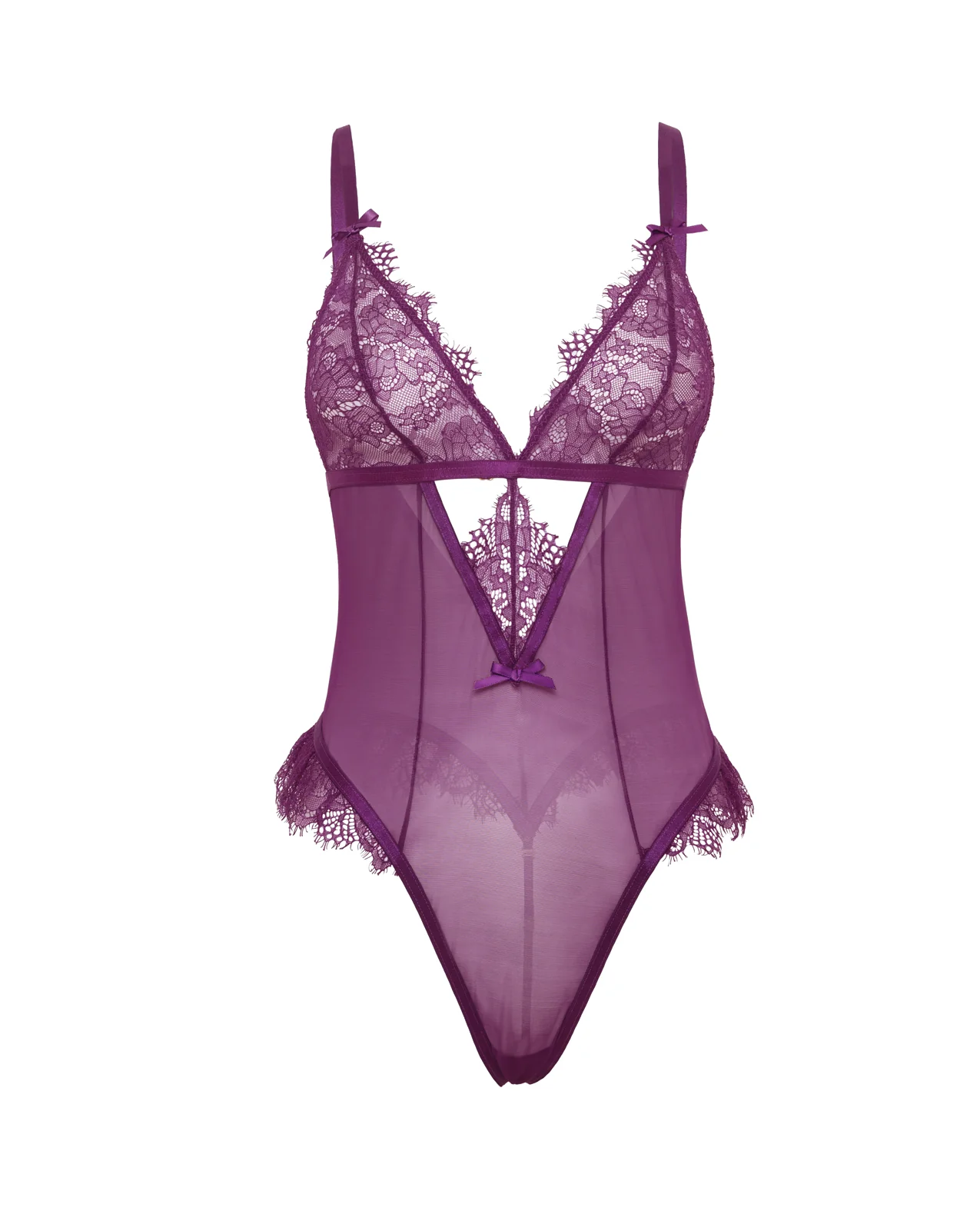 Katana Mesh & Lace Teddy - Purple L/XL - Image 5