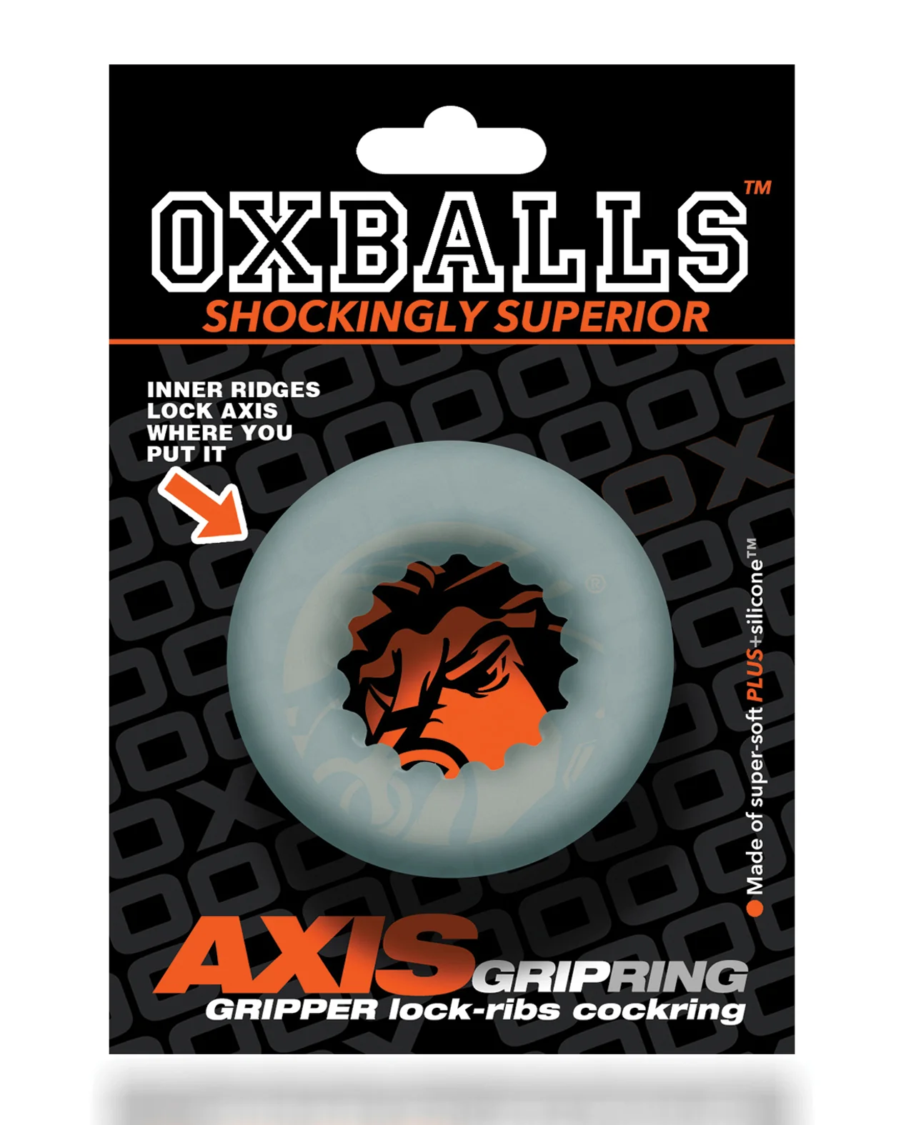 Oxballs Axis Rib Griphold Cockring - Clear Ice - Image 3