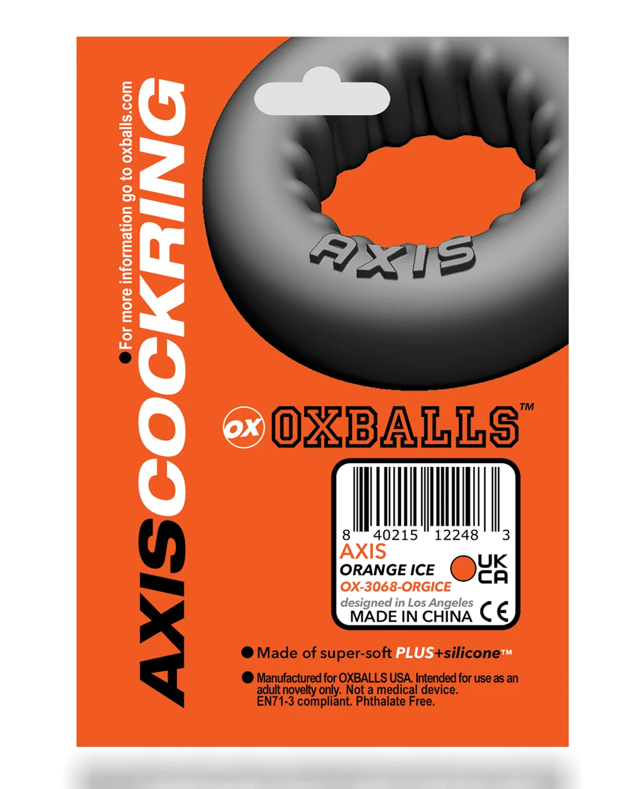 Oxballs Axis Rib Griphold Cockring - Clear Ice - Image 4