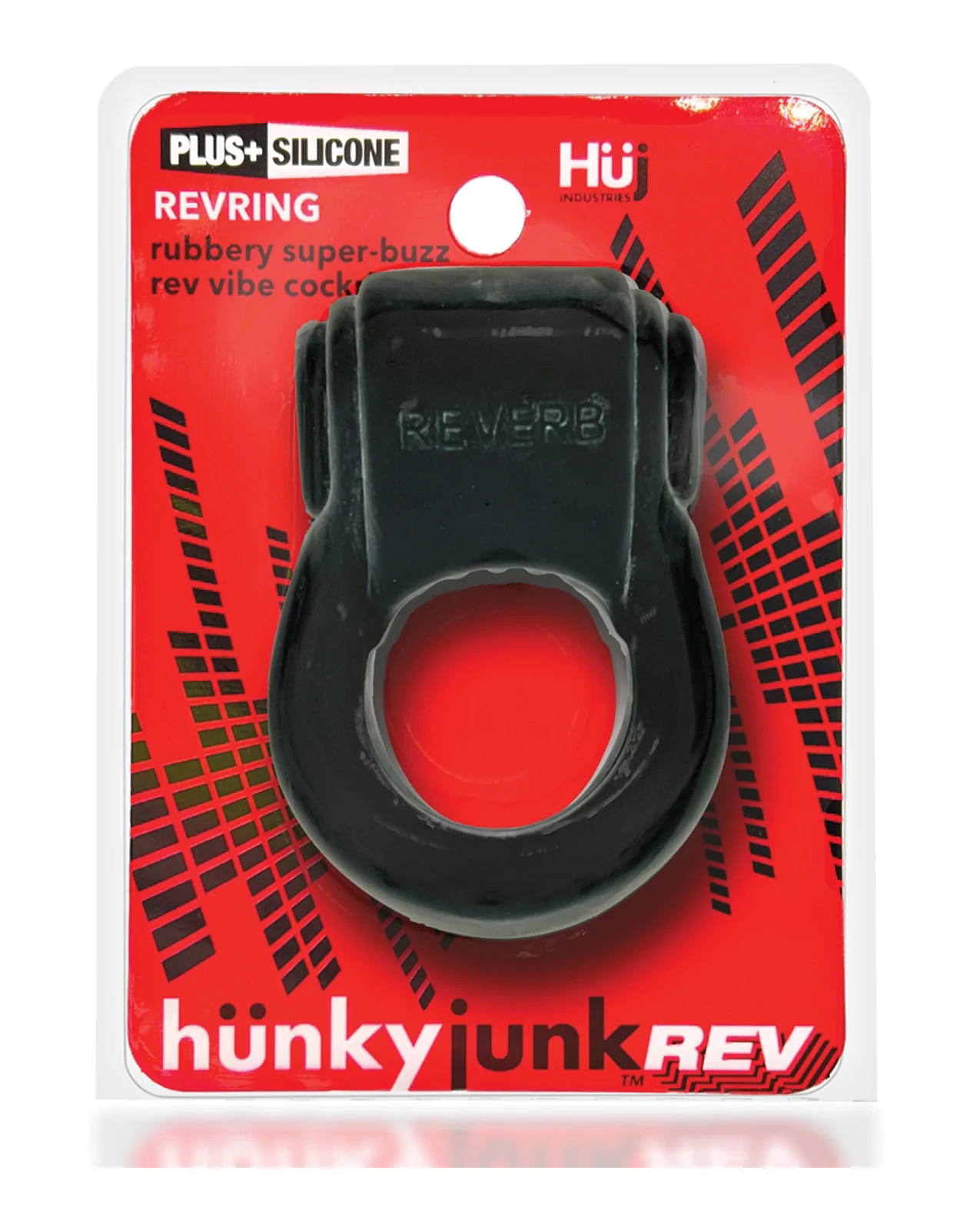 Hunky Junk Revring Cock Ring w/Vibe - Tar w/Red Vibe - Image 5