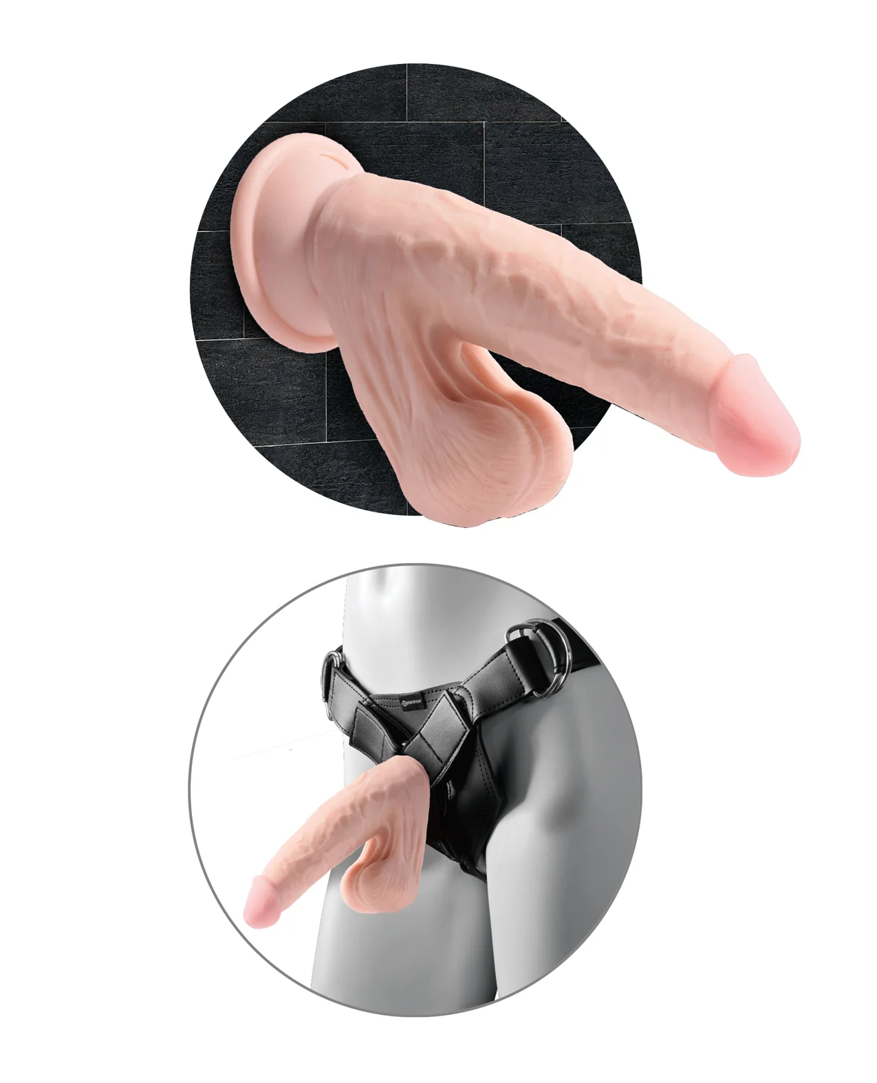 King Cock Plus 7" Triple Density Cock w/Swinging Balls - Ivory - Image 4