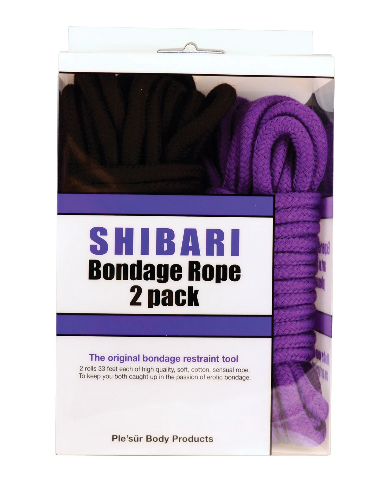 Plesur Cotton Shibari Bondage Rope 2 Pack - Black/Purple - Image 2