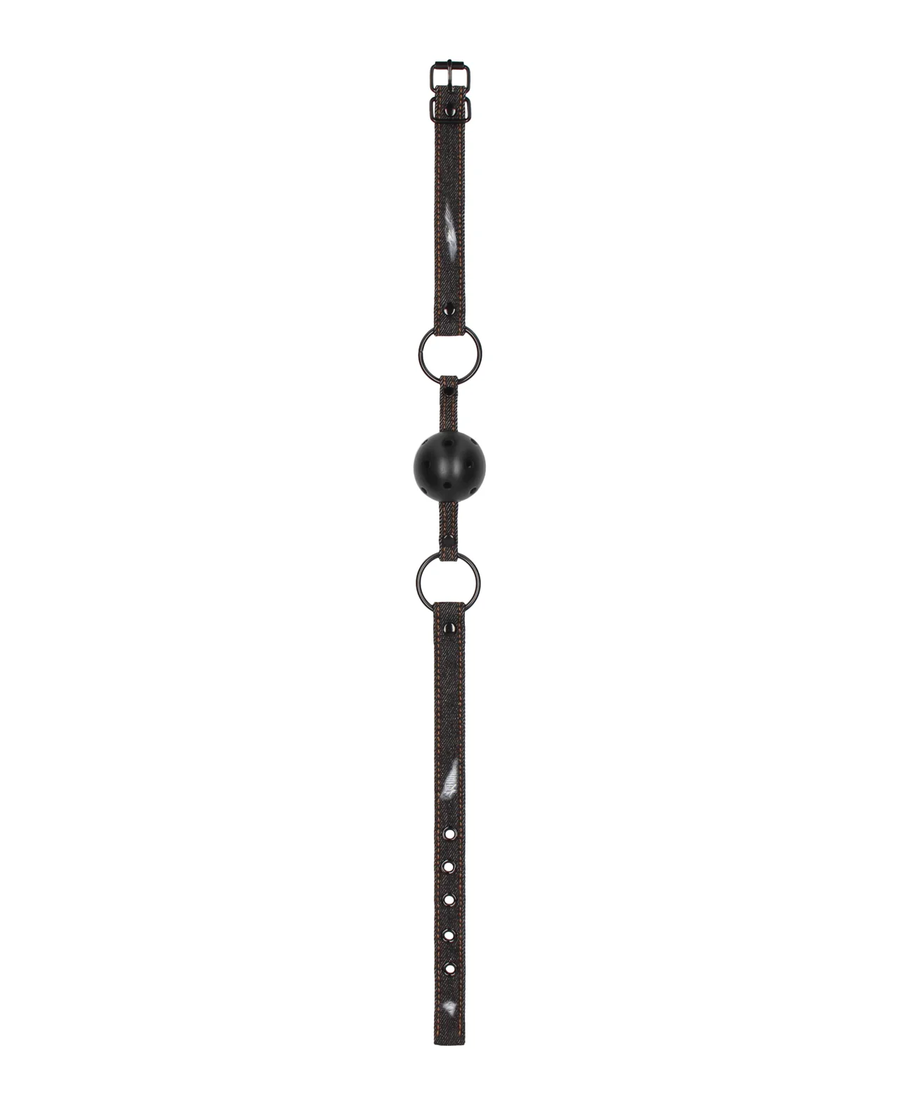 Shots Ouch Breathable Ball Gag w/Denim Straps - Black - Image 4