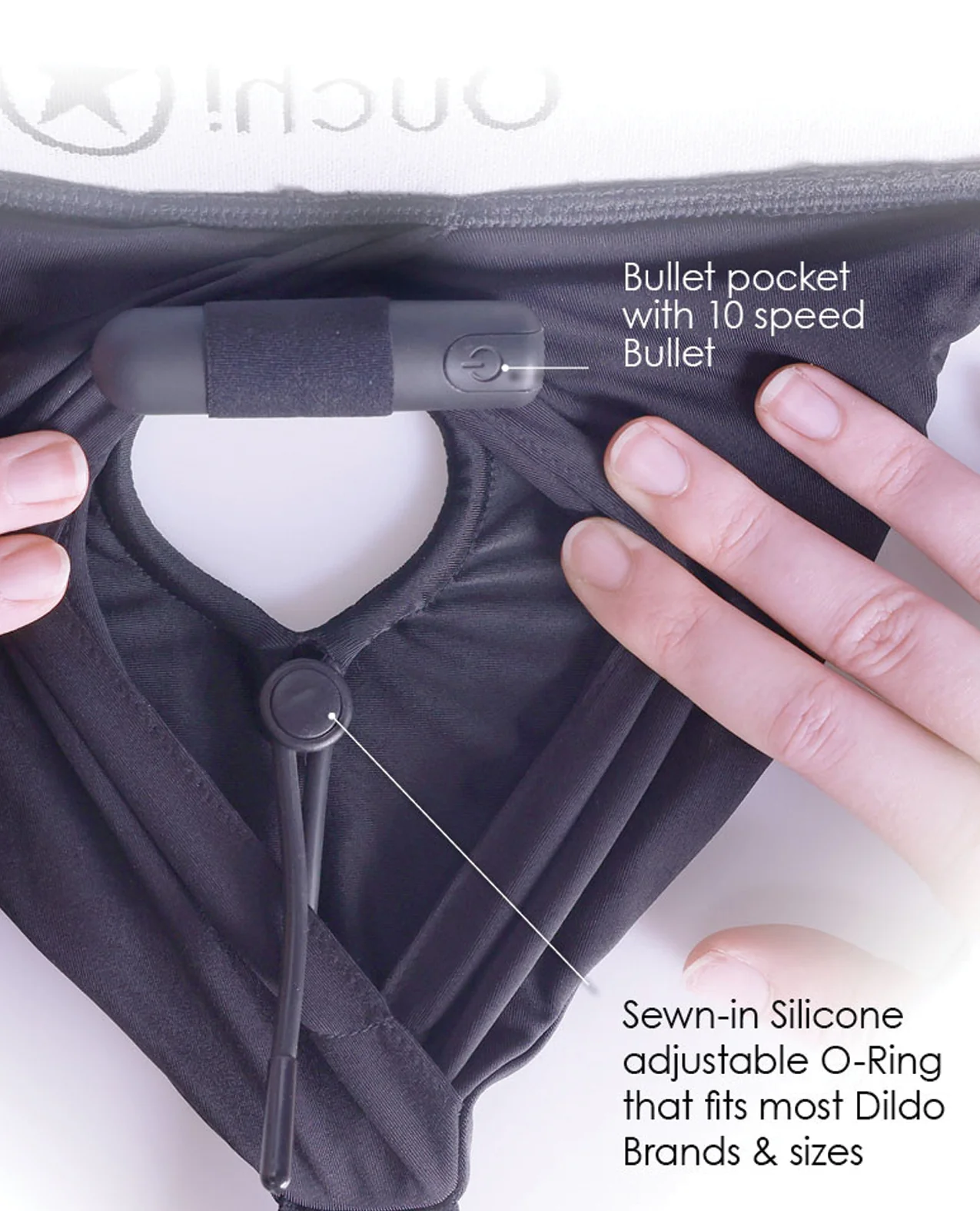 Shots Ouch Vibrating Strap On Thong w/Adjustable Garters - Black XS/S - Image 5