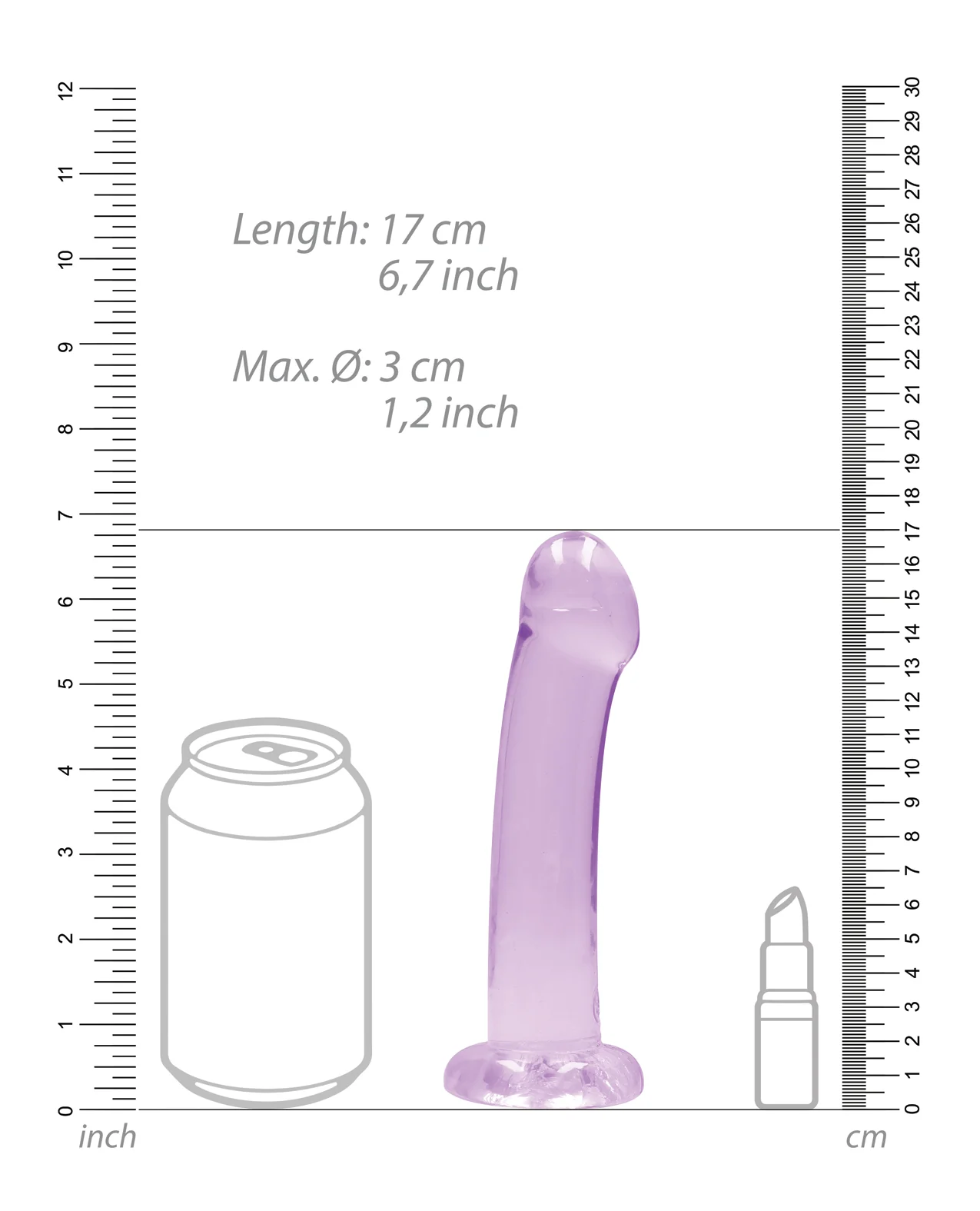 Shots RealRock Crystal Clear 7" Dildo - Purple - Image 5