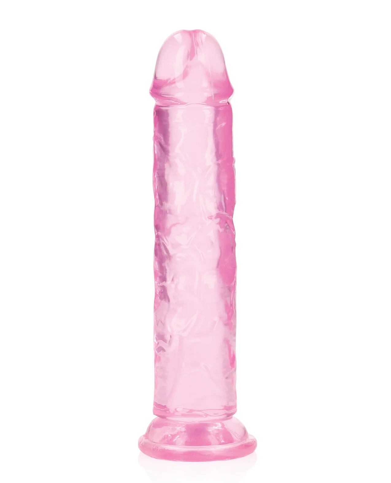 Shots RealRock Crystal Clear 7" Straight Dildo w/Suction Cup - Pink - Image 3