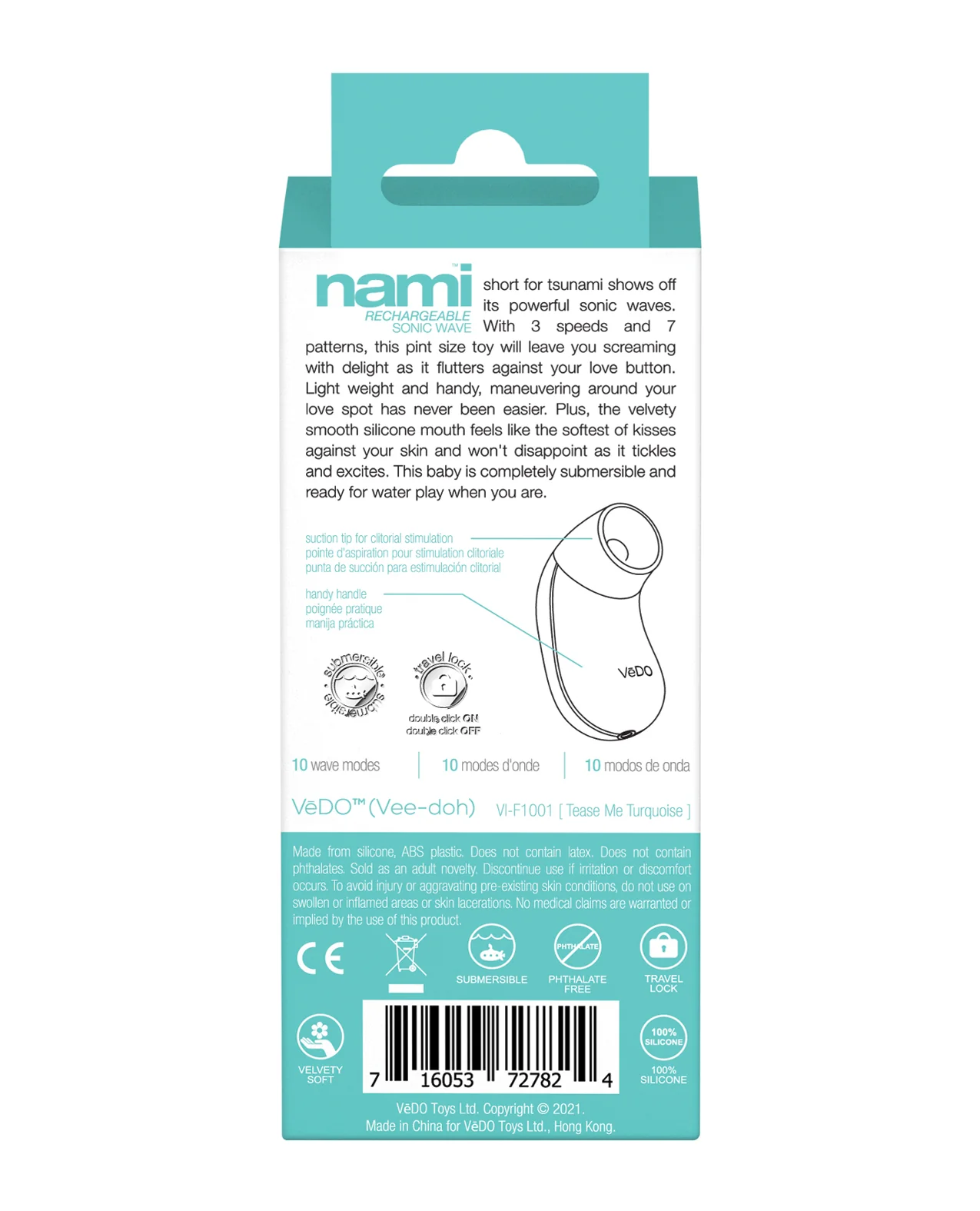 VeDo Nami Rechargeable Sonic Wave - Tease Me Turquoise - Image 2