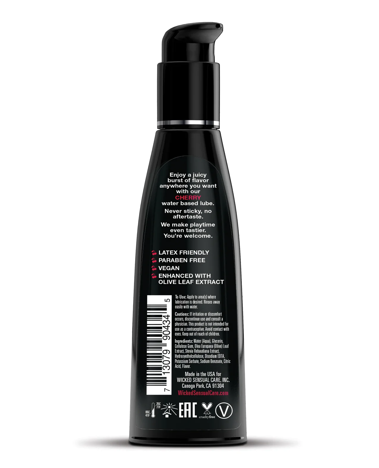 Wicked Sensual Care Aqua Water Based Lubricant - 4 oz Cherry - Image 2