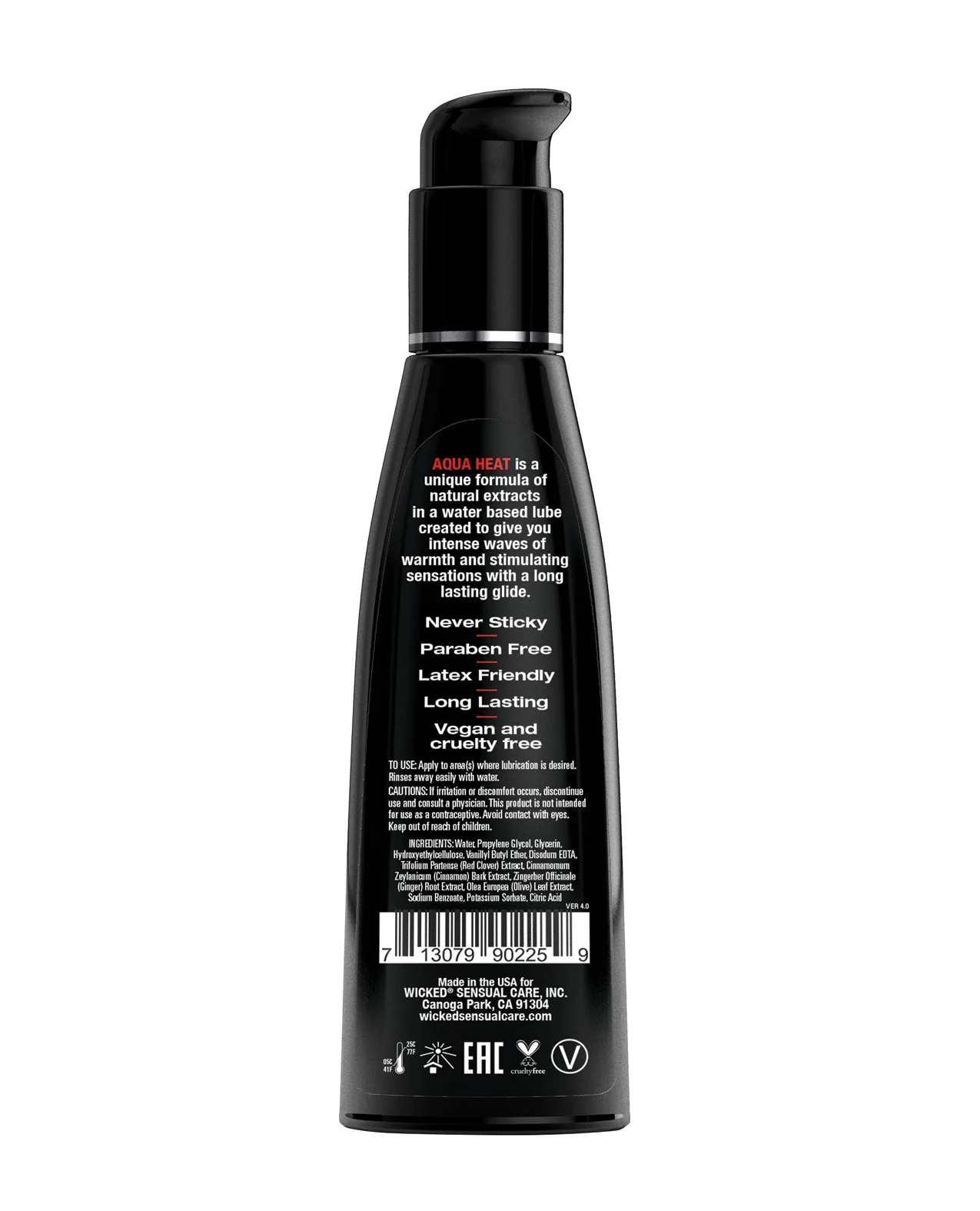 Wicked Sensual Care Aqua Heat Warming Water Based Lubricant - 4 oz - Image 2