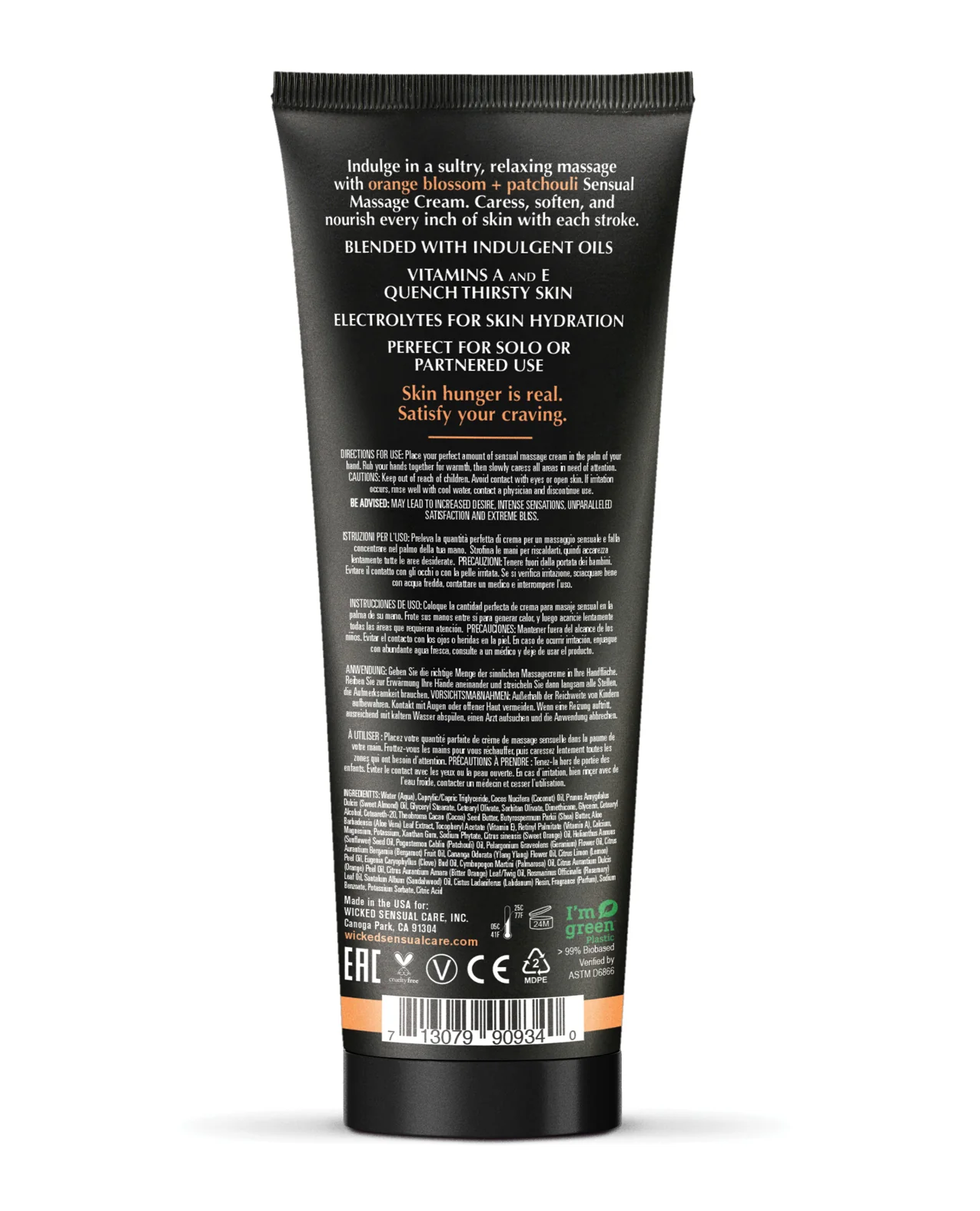 Wicked Sensual Care Orange Blossom & Patchouli Massage Cream - 4 oz - Image 2