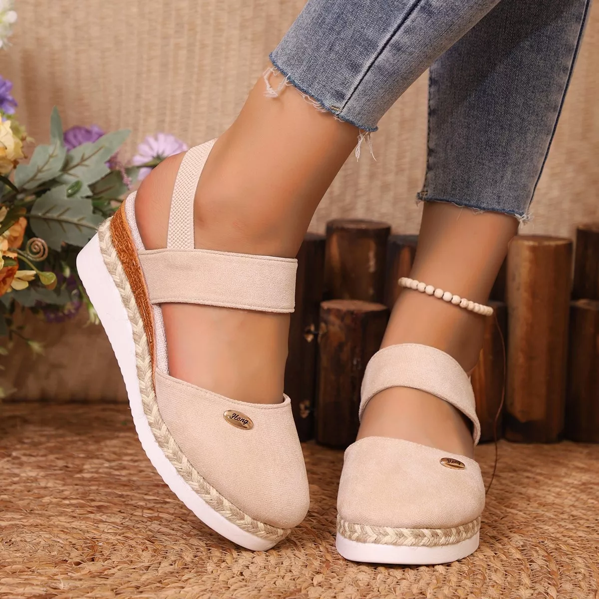 Espadrille Wedge Sandals with Ankle Strap - Image 3