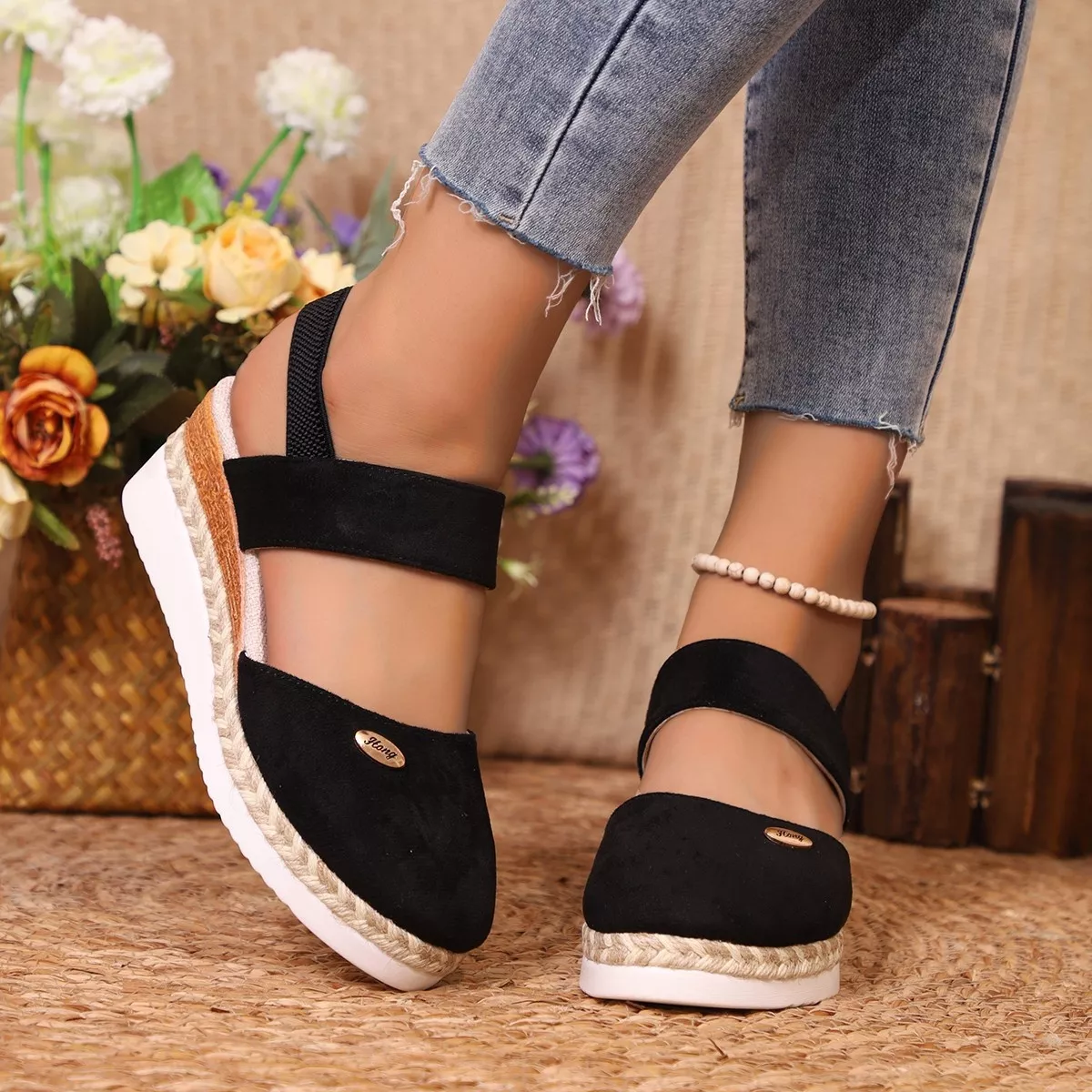 Espadrille Wedge Sandals with Ankle Strap - Image 5