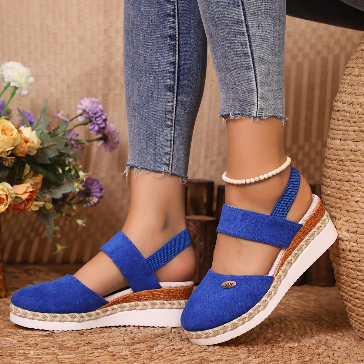 Espadrille Wedge Sandals with Ankle Strap - Image 6