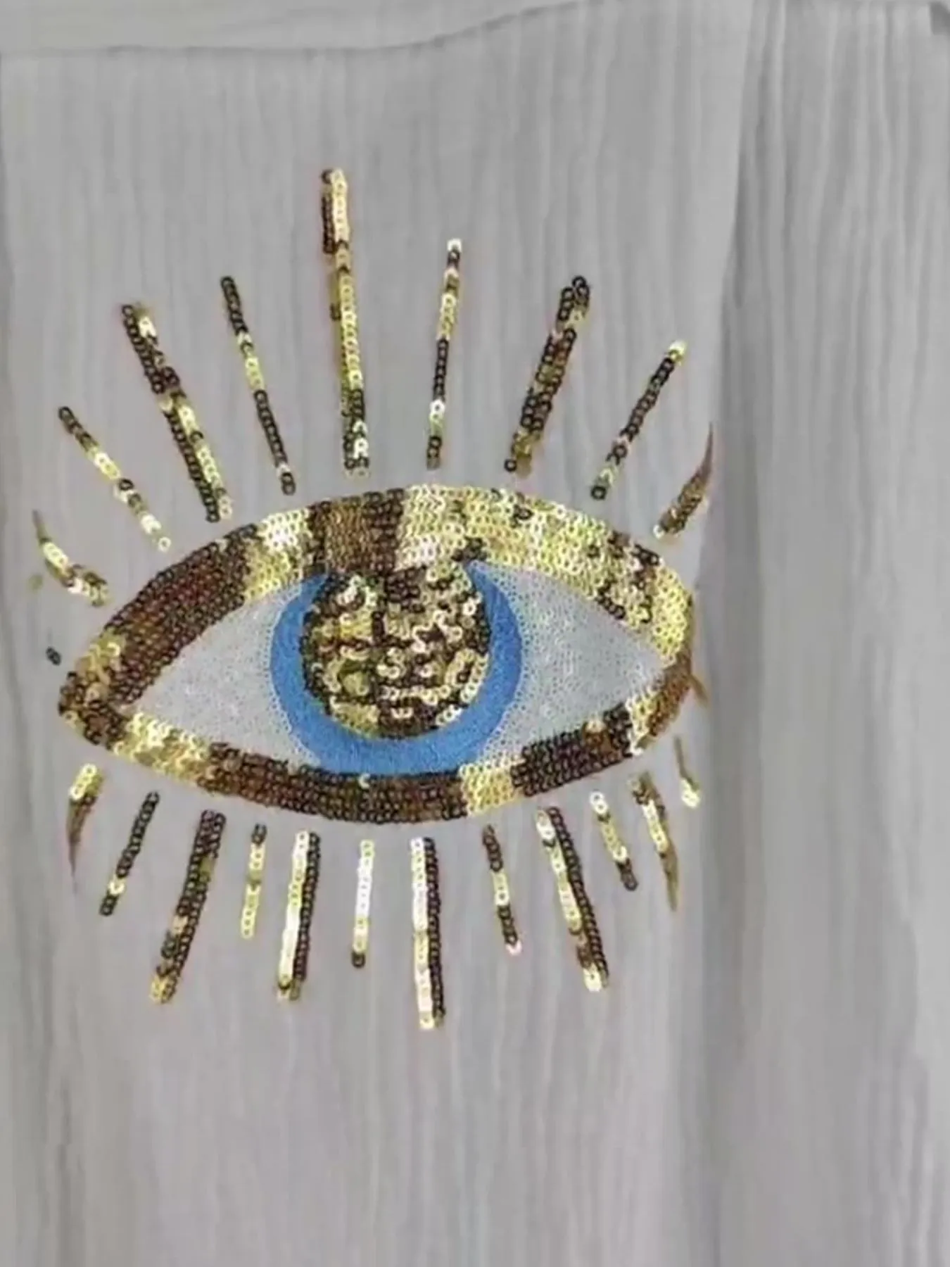 Evil Eye Embroidered Oversized Shirt - Image 5