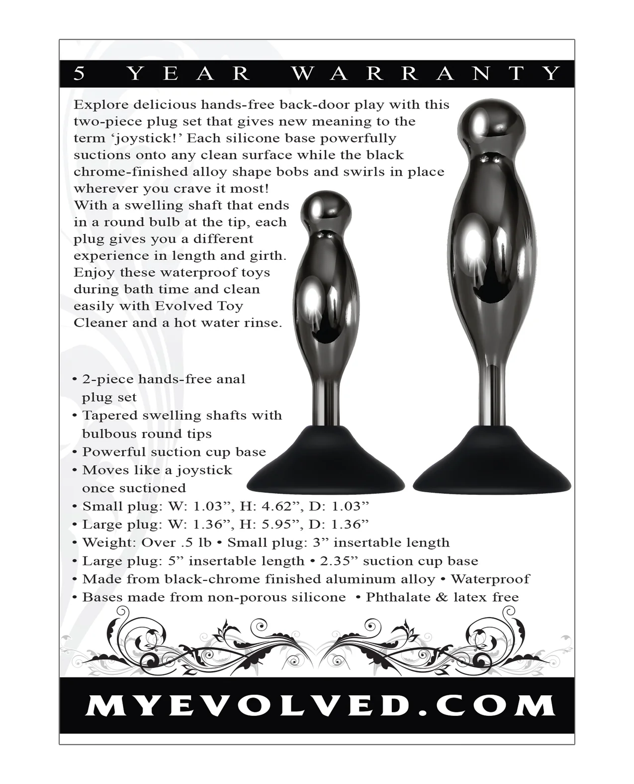 Evolved Joy Sticks 2 pc Plug Set - Black/Chrome - Image 2