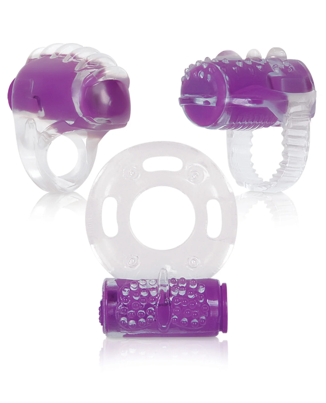 Evolved Ring True Unique Pleasure Rings Kit - 3 Pack Clear/Purple - Image 2