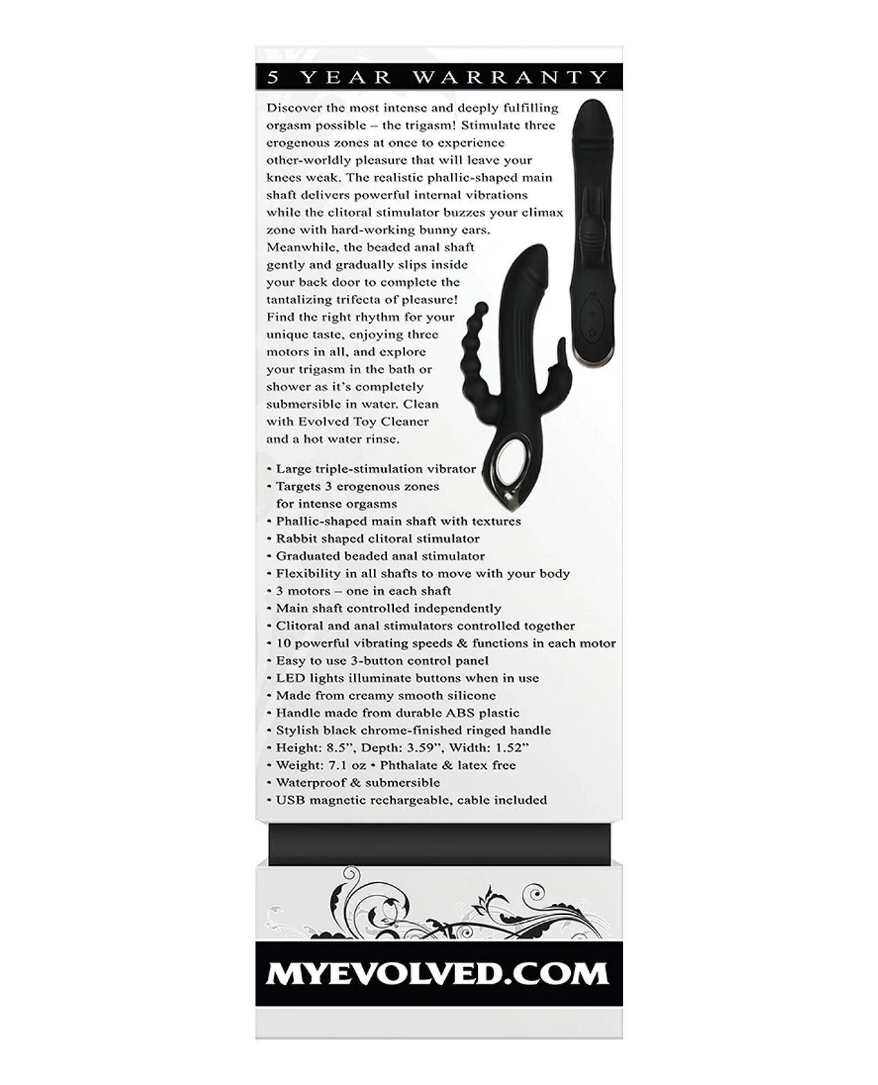 Evolved Trifecta Triple Stim Rechargeable - Black - Image 2