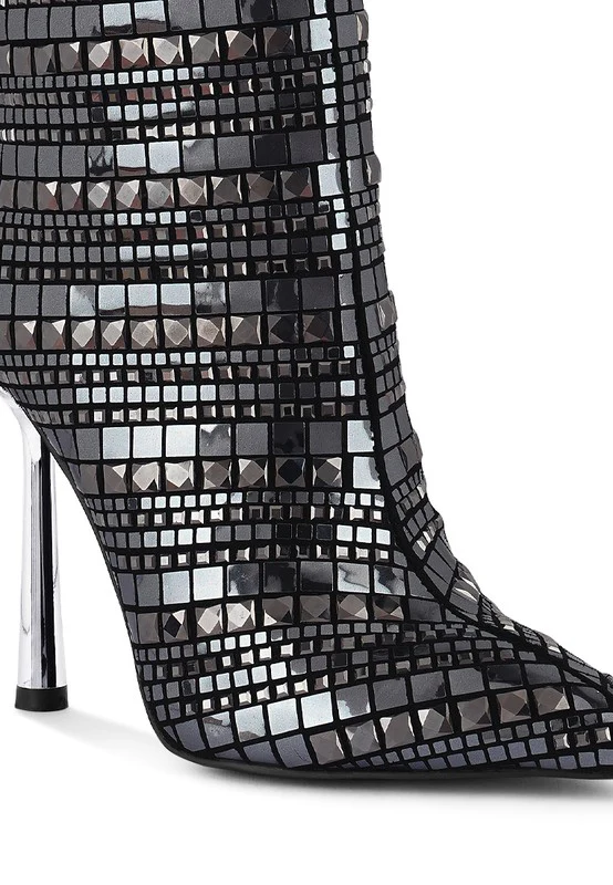 Extravagance Mirror Embellished Stiletto Boots - Image 2