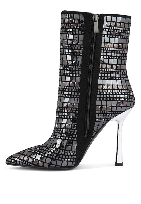 Extravagance Mirror Embellished Stiletto Boots - Image 5