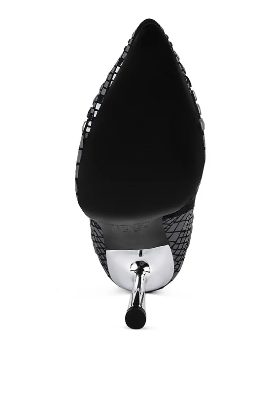 Extravagance Mirror Embellished Stiletto Boots - Image 7