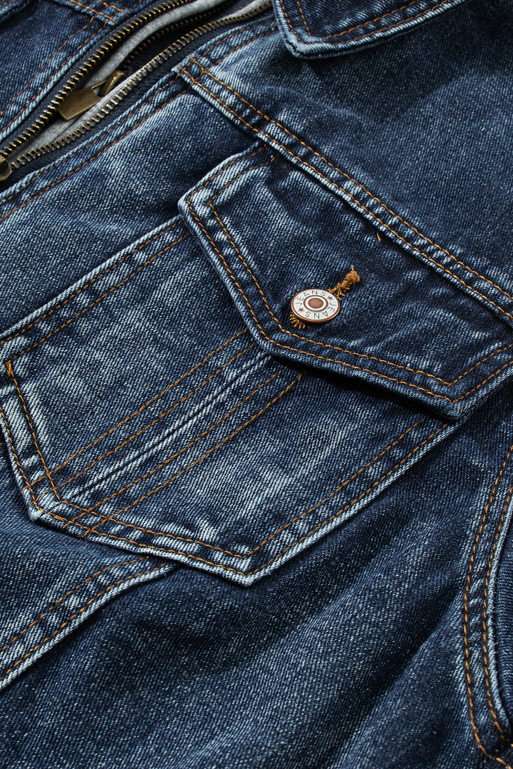 Fake Two-Piece Hooded Zip-Up Denim Jacket - Image 9