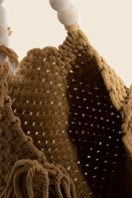 Fame Wooden Beaded Handle Braided Tote Bag - Image 2