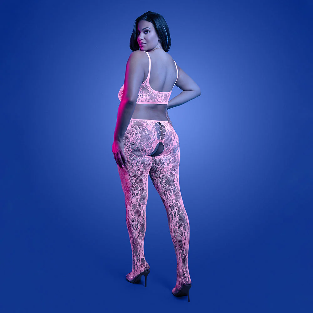 Fantasy Lingerie Glow Equilibrium Glow-in-the-Dark Crotchless Bodystocking Queen Size - Image 3