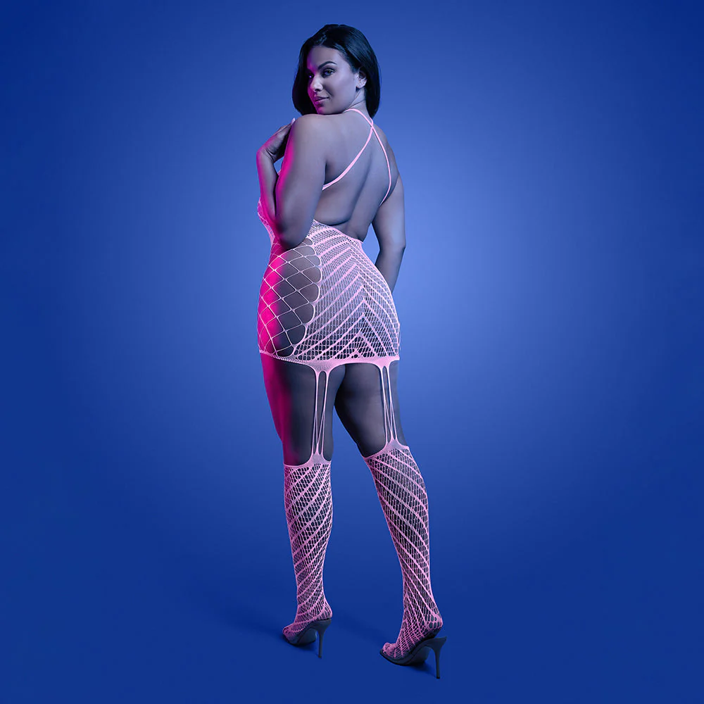 Fantasy Lingerie Glow Metamorphic Glow-in-the-Dark Bodystocking Dress Queen Size - Image 3